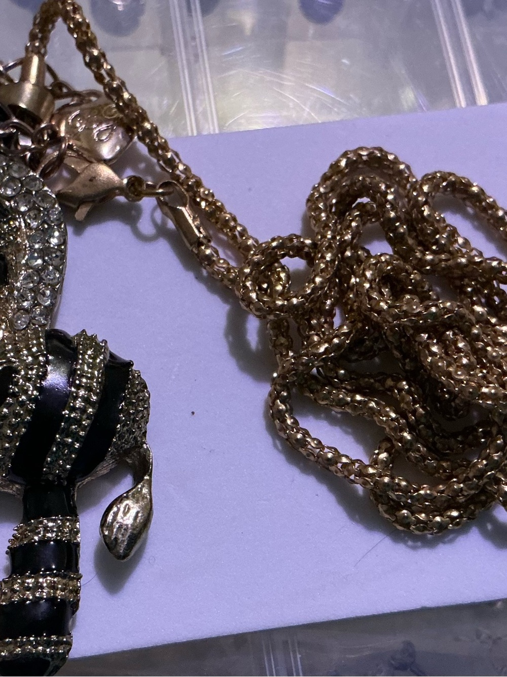 Gold-Tone Black Crystal Bee Pendant Necklace